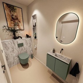 MONDIAZ TURE-DLUX 60cm toiletmeubel Army. EDEN wastafel Glace positie rechts. Zonder kraangat. TUREDX60ARMR0GLA