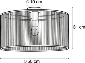 Plafondlamp zwart met bruine papieren kap 50/50/25 - Cyl