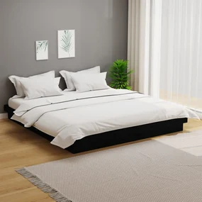 vidaXL Bedframe massief hout zwart 180x200 cm 6FT Super King