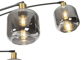 Vloerlamp zwart met goud met smoke glas 5-lichts - Zuzanna Modern E14 Binnenverlichting Lamp