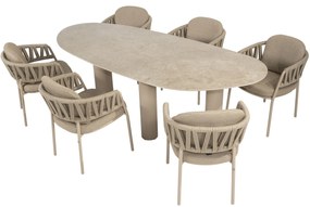 Calma Estate dining tuinset 240x105xH75 cm 7 delig latte keramiek Taste 4SO