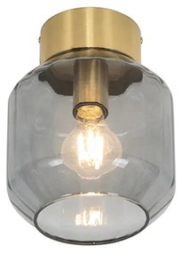 Moderne plafondlamp messing met smoke glas - Stiklo Modern E27 rond Binnenverlichting Lamp