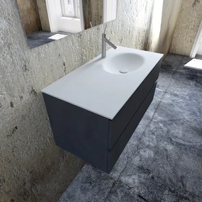 Zaro Sevilla Solid Surface badmeubel 100cm mat antraciet 1 kraangat spoelbak rechts