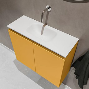 Mondiaz Ture 60cm toiletmeubel ocher met wastafel talc midden geen kraangat