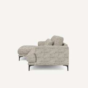 Longchair hoek XL links in gestippelde visgraatstof, MARSILE