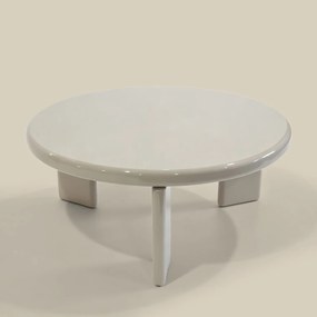 Ronde Salontafel Hoogglans Beige - 80 X 80cm.