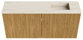 Mondiaz Joya DLux 90cm toiletmeubel oak met wastafel faye rechts zonder kraangat meli