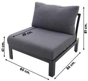 Avalounge center module - aluminium/teak - Op=Op