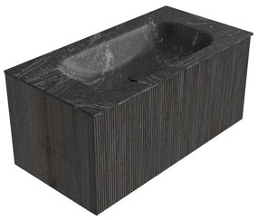 Mondiaz Kurve-dlux 90cm badmeubel shadow met 1 lade en wastafel big small midden zonder kraangat lava