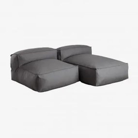 2-delige Modulaire Chaise Longue Bank Voor Tuindojans Gris Granito - Sklum