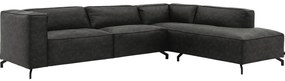 Goossens Bank Calvin grijs, micro leer, 3,5-zits, modern design met ligelement rechts