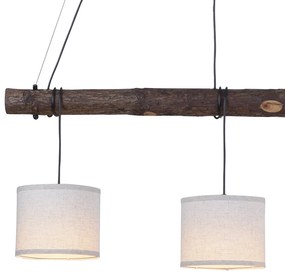 Eettafel / Eetkamer Landelijke hanglamp hout met witte kap 3-lichts - Oriana Klassiek / Antiek, Landelijk E27 rond Binnenverlichting Lamp