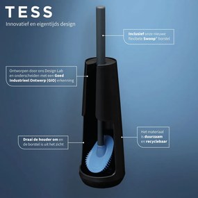 Tiger Tess toiletborstelhouder vrijstaand met Swoop borstel flexibel zwart/antraciet