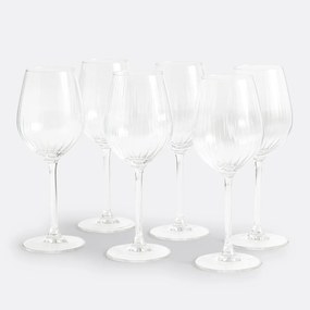 Set van 6 wijnglazen in plissé glas, Pliso