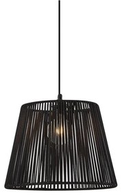 Buiten hanglamp zwart met zwarte kap van touw IP44 - Cava Jayla