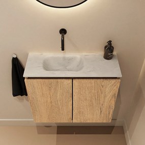 Mondiaz Ture DLux toiletmeubel 60cm washed oak met wastafel opalo links zonder kraangat