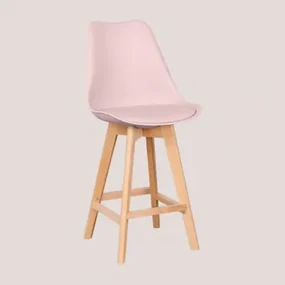 Hoge Kruk Met Kussen In Kunstleer Nordic Roze – Hazelnoot & ↑65 Cm - Sklum