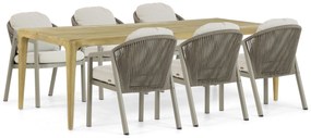 Tuinset 6 personen 240 cm Aluminium/rope Taupe Santika Furniture Santika
