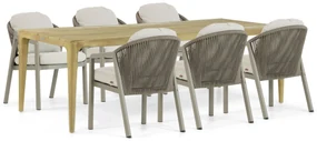 Tuinset 6 personen 240 cm Aluminium/rope Taupe Santika Furniture Santika