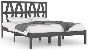 vidaXL Bedframe massief grenenhout grijs 150x200 cm 5FT King Size
