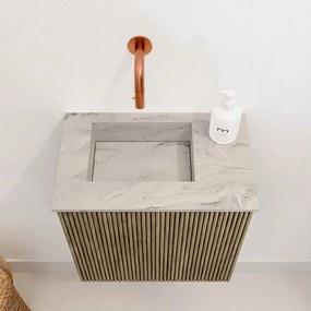Mondiaz Joya DLux 40cm toiletmeubel dusk met wastafel faye links zonder kraangat glace