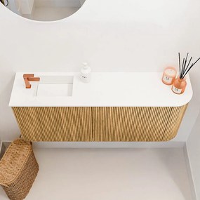 Mondiaz Joya 100cm toiletmeubel ronding rechts oak met wastafel faye links 1 kraangat talc