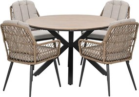 Garden Impressions Kalibo tuinset 5-delig - Tulli tuintafel Ø122 cm