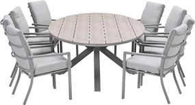 Garden Impressions Senja tuinset 9-delig valley sand - Tulli tuintafel 280x140 cm - light teak vironwood