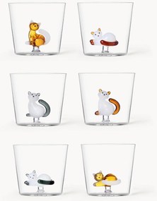 Handgemaakte borosilicaatglazen Cats, 6-delig
