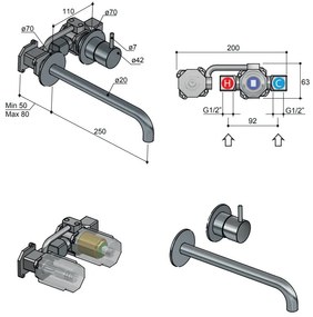 Hotbath Cobber 2-gats inbouw wastafelkraan 25cm verouderd messing