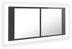 vidaXL Badkamerkast met spiegel en LED 100x12x45 cm hoogglans grijs
