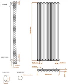 Eastbrook Tunstall radiator 55x180cm 1280W wit mat