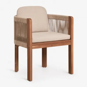 Serel Eetkamerstoel Met Armleuningen In Acaciahout En Gevlochten Touw Acacia Bruin - Sklum