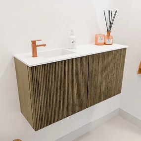 Mondiaz Joya 80cm toiletmeubel dusk met wastafel faye links 1 kraangat talc