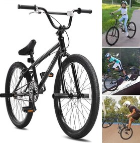 VEVOR BMX-fiets Freestyle BMX-fiets 61 cm wielen met 4 pegs Fietsen voor beginners en gevorderde rijders, 120 kg laadvermogen BMX-fietsen Frame gemaakt van Hi-Ten staal voor tieners Volwassenen Mannen Vrouwen