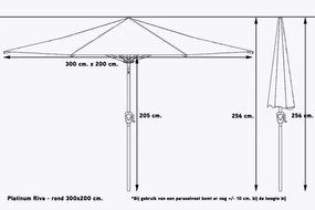 Platinum Riva stokparasol 3x2 - White met voet en hoes