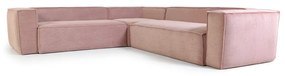 Kave Home Blok Roze Hoekbank Ribstof 290 X 290 Cm