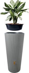 Garantia linus grijs - Regenton met plantenbak - 58x58x120cm - 220 liter