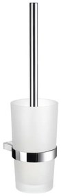 Smedbo Air WC-borstelgarnituur - 11.9x38cm - ophangen - Massief messing Chroom/Mat glas AK333