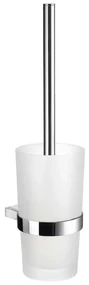 Smedbo Air WC-borstelgarnituur - 11.9x38cm - ophangen - Massief messing Chroom/Mat glas AK333