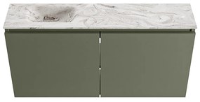 Mondiaz Ture DLux toiletmeubel 100cm army met wastafel glace links met kraangat