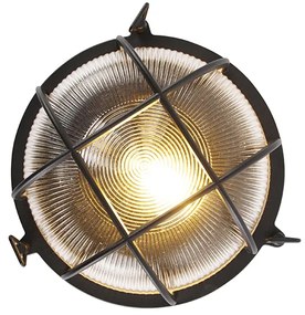 Industriële ronde wandlamp zwart IP44 - Noutica