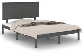 vidaXL Bedframe massief hout grijs 135x190 cm 4FT6 Double
