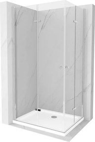 Mexen Lima Duo inklapbare douchecabine 80 x 70 cm, transparant, chroom + Flat douchebak - 856-080-070-01-02-4010