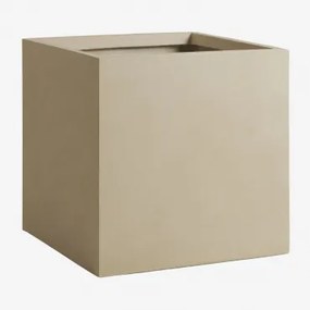 Vierkante Buitenbloempot Van Cement Lucas Zandbruin & 50 X 50 X 50 Cm - Sklum