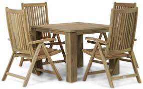 Tuinset 4 personen 100 cm Teak Old teak greywash Garden Collections Canterbury/Brighton