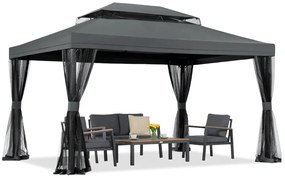 Antraciet tuinpaviljoen met klamboe Valencia 3x4 m Tuinpunt