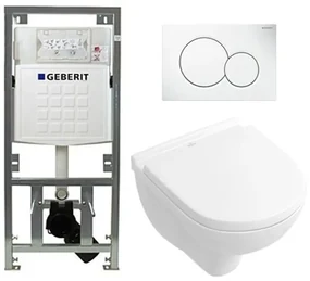 Villeroy & Boch O.novo Compact inbouwset met diepspoel wandcloset wit softclose zitting afdekplaat wit 0701131/0124162/0124182/0700518/