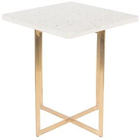 Zuiver Luigi Square Bijzettafel Terrazzo Wit - 40 X 40cm.