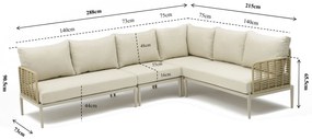 Hoek loungeset 6 personen Aluminium/wicker Taupe  Coco Ibiza